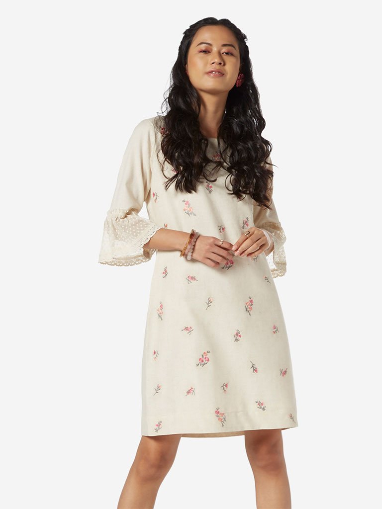 Bombay Paisley Off White A-Line Floral Dress