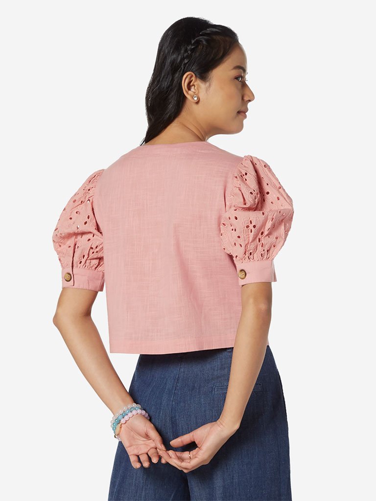 Bombay Paisley Light Pink Cutout Pattern Top