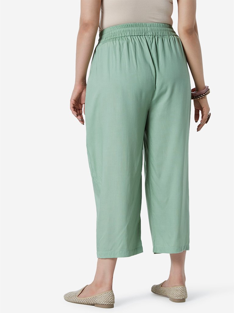 Diza Curve Mint Cropped Palazzos