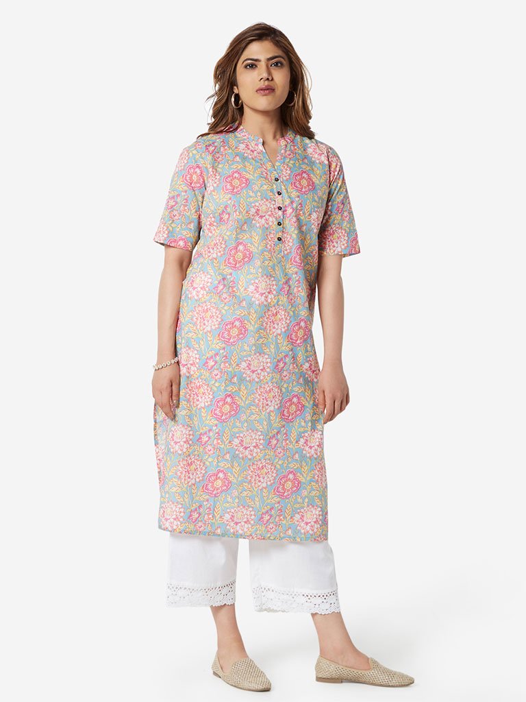 Diza Curve Multicolour Floral Straight Kurta