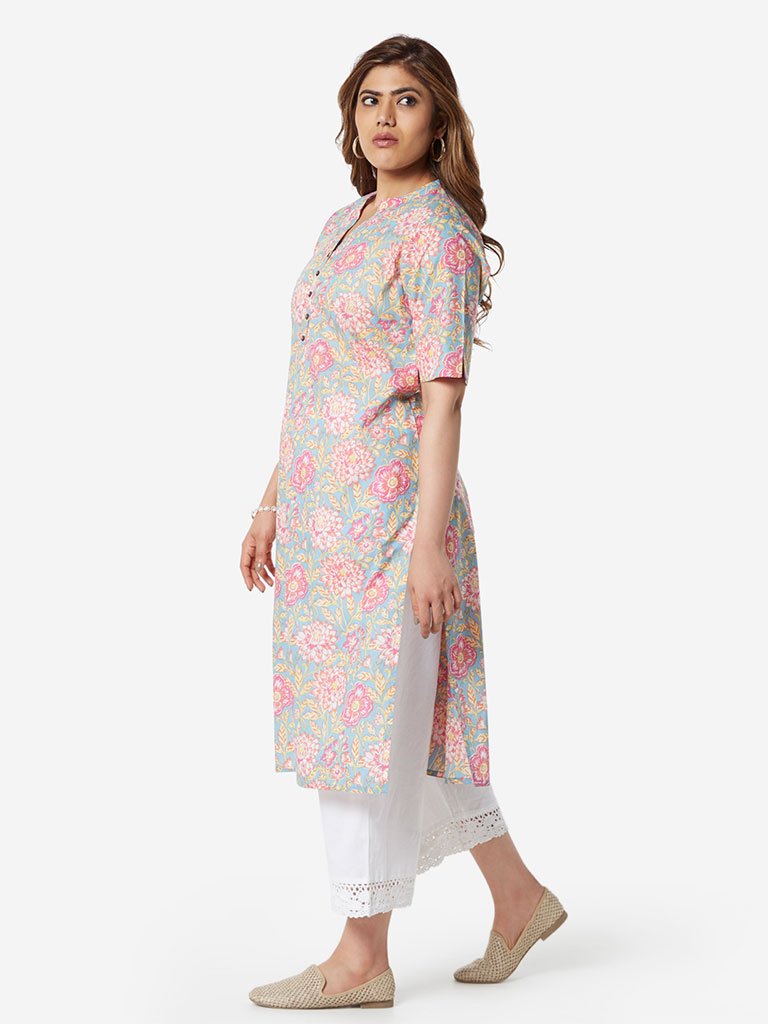 Diza Curve Multicolour Floral Straight Kurta