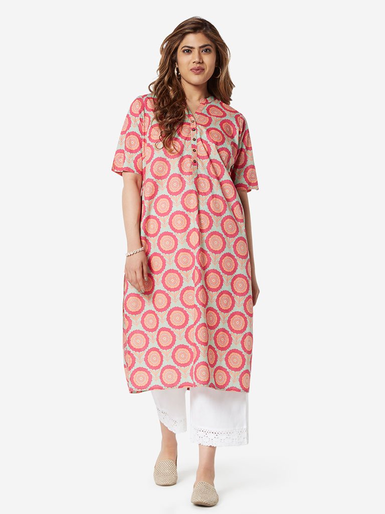 Diza Curve Multicolour Floral Straight Kurta
