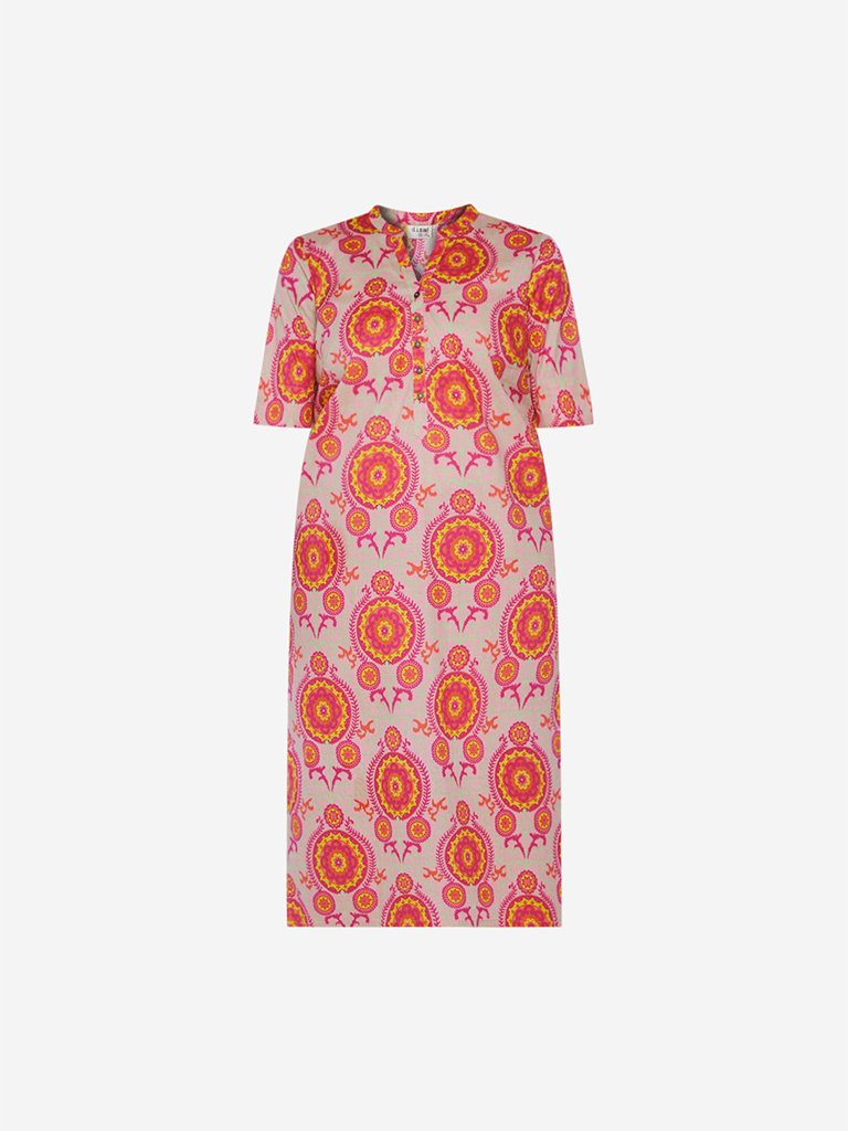 Diza Curve Peach Circle Pattern Straight Kurta