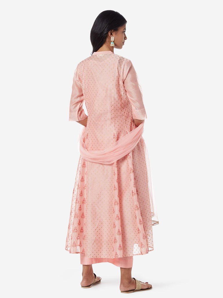Vark Peach Anarkali Kurta and Palazzos Set