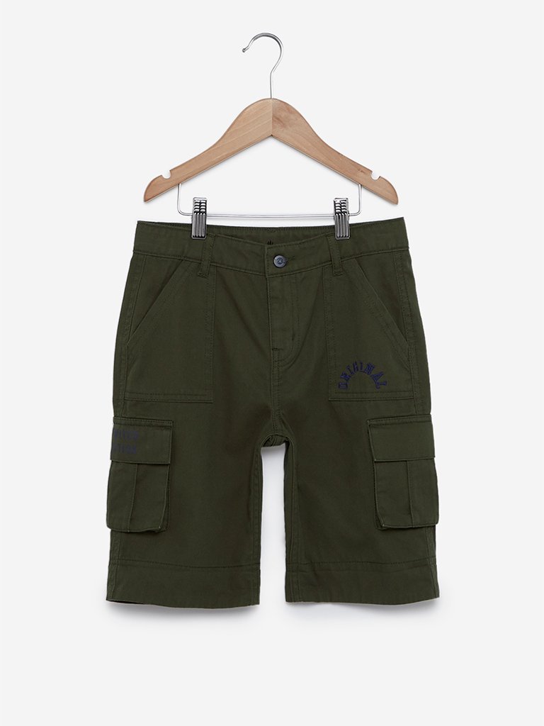 Y&F Kids Olive Pure Cotton Shorts