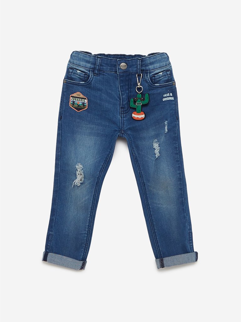 HOP Kids Blue Jeans With Cactus Keychain