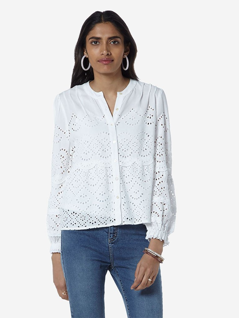 LOV White Cut-Out Detailed Top With Camisole