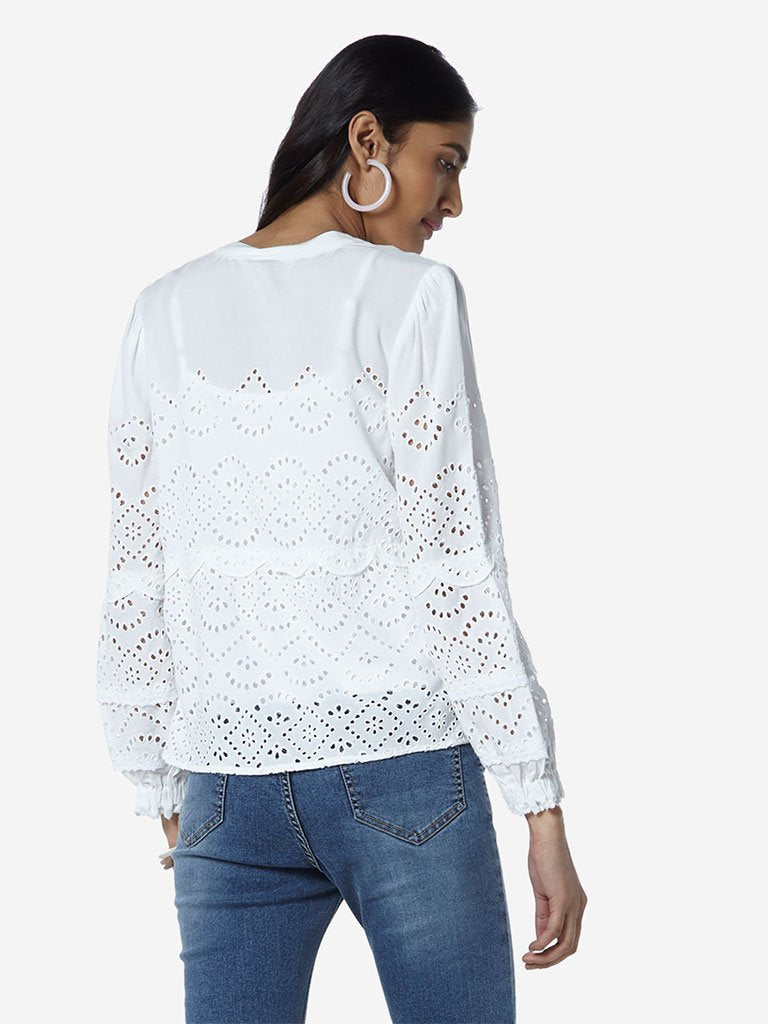 LOV White Cut-Out Detailed Top With Camisole