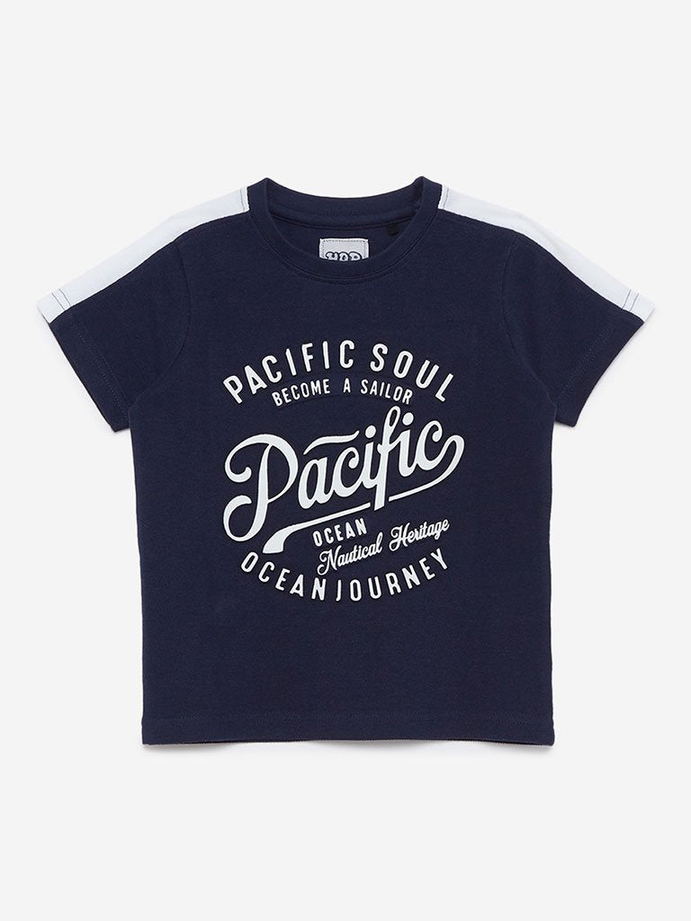 HOP Kids Navy Typographic Print T-Shirt