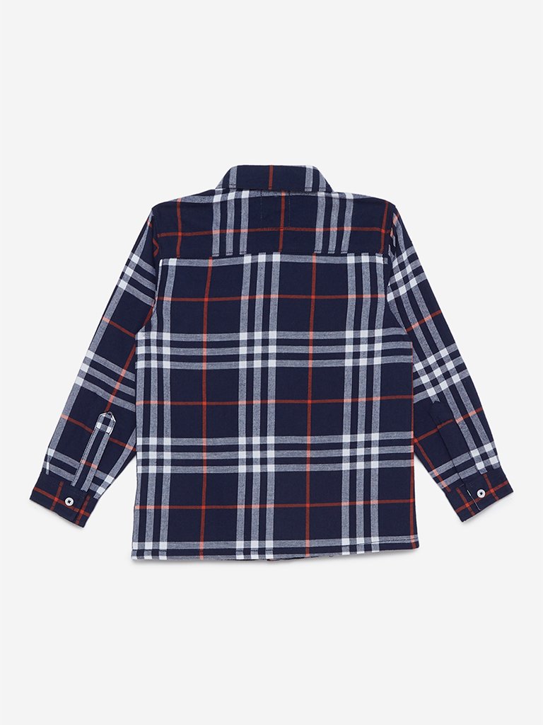 HOP Kids Navy Checkered Polo Shirt
