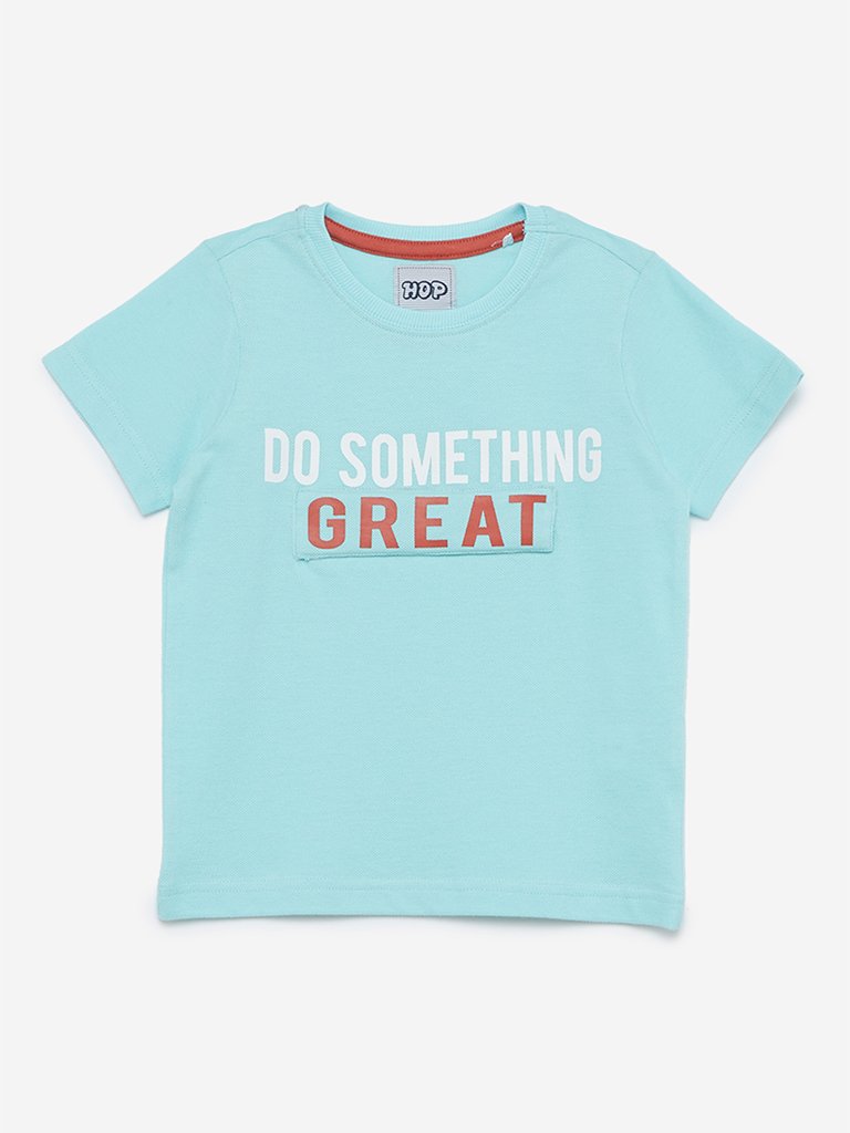 HOP Kids Aqua Great-Green Crewneck T-Shirt