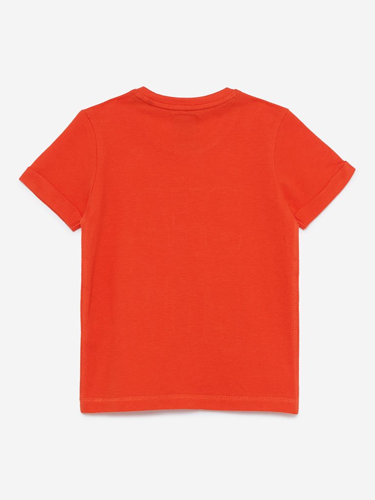 HOP Kids Orange Embossed Crewneck T-Shirt
