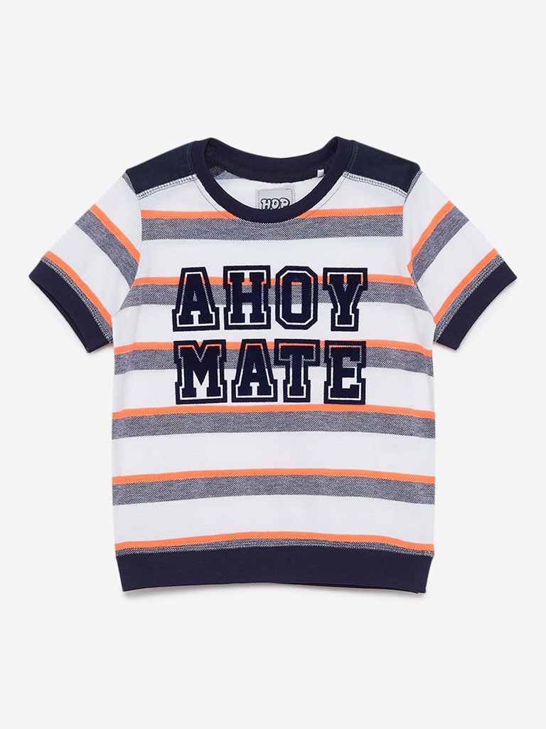HOP Kids Multicolour Ahoy Mate Crewneck T-Shirt