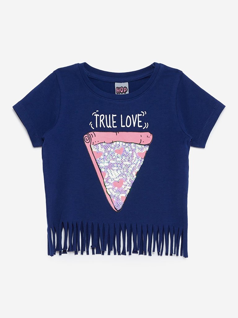 HOP Kids Blue Pizza Pattern Frida Top