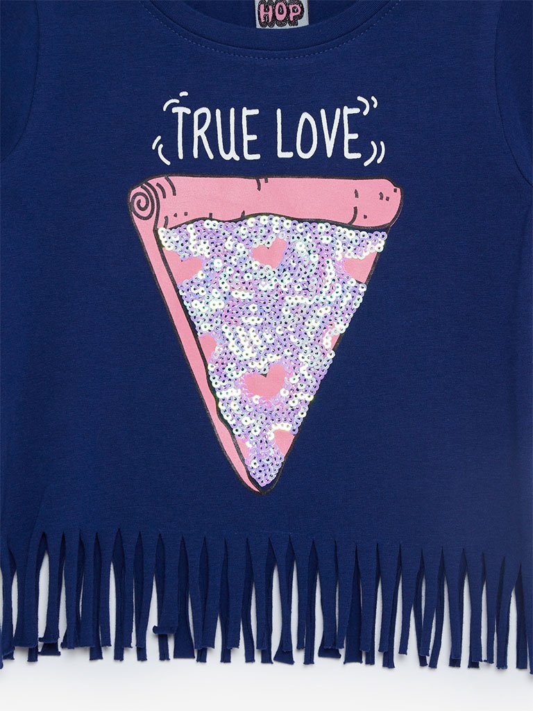 HOP Kids Blue Pizza Pattern Frida Top