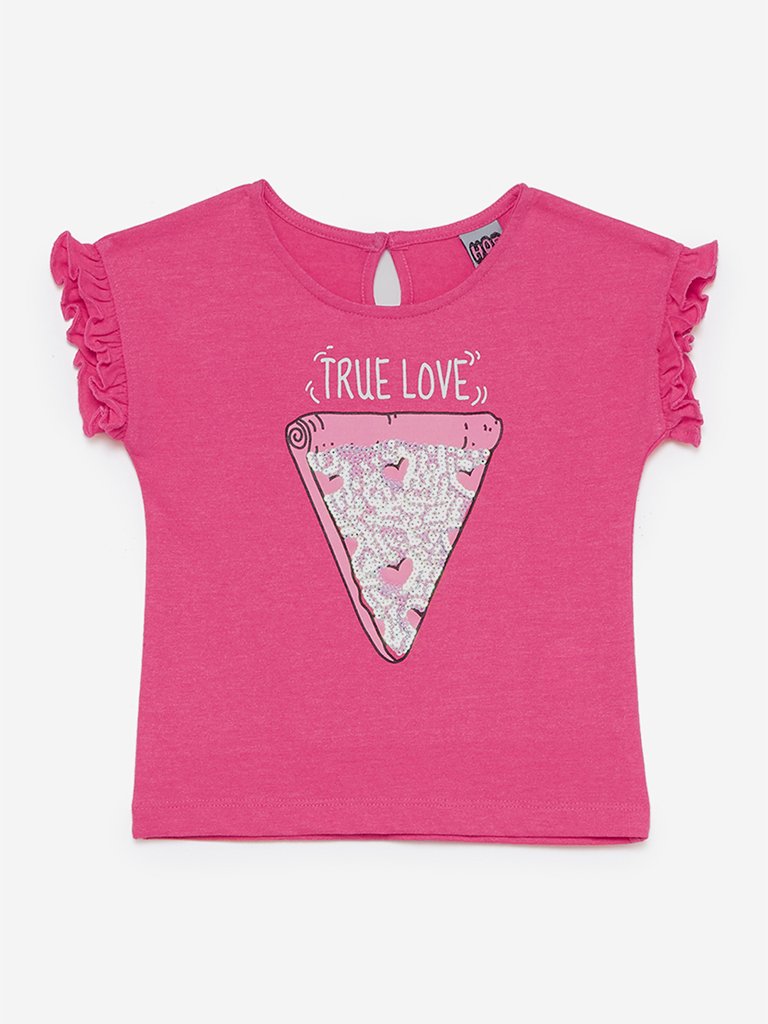 HOP Kids Pink Pizza Design Frida T-Shirt