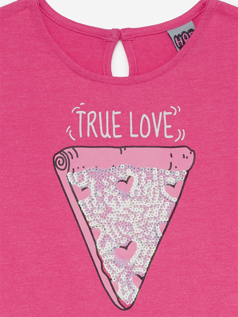 HOP Kids Pink Pizza Design Frida T-Shirt