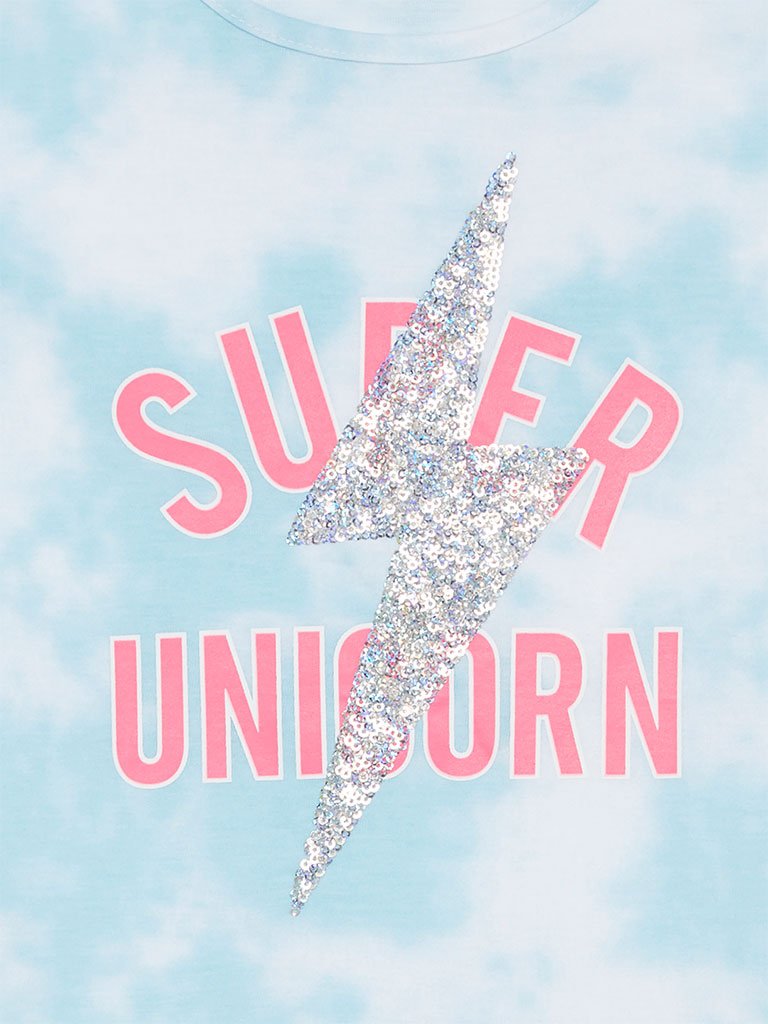 HOP Kids Light Blue Sequinned Frida Top