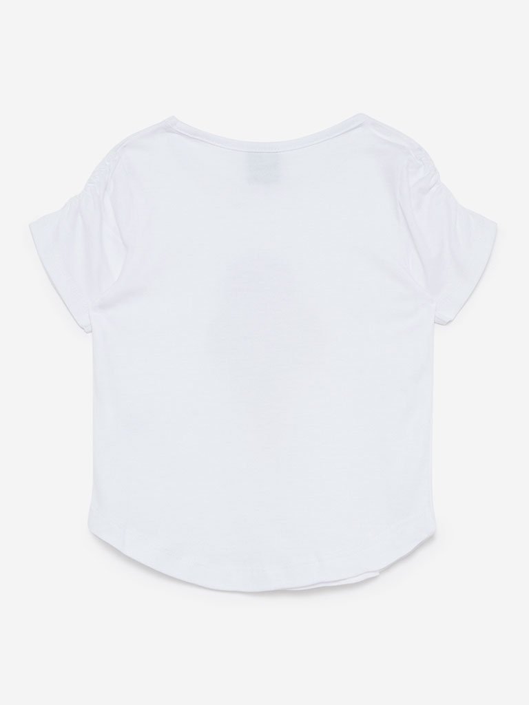 HOP Kids White Ice-Cream Sequinned T-Shirt