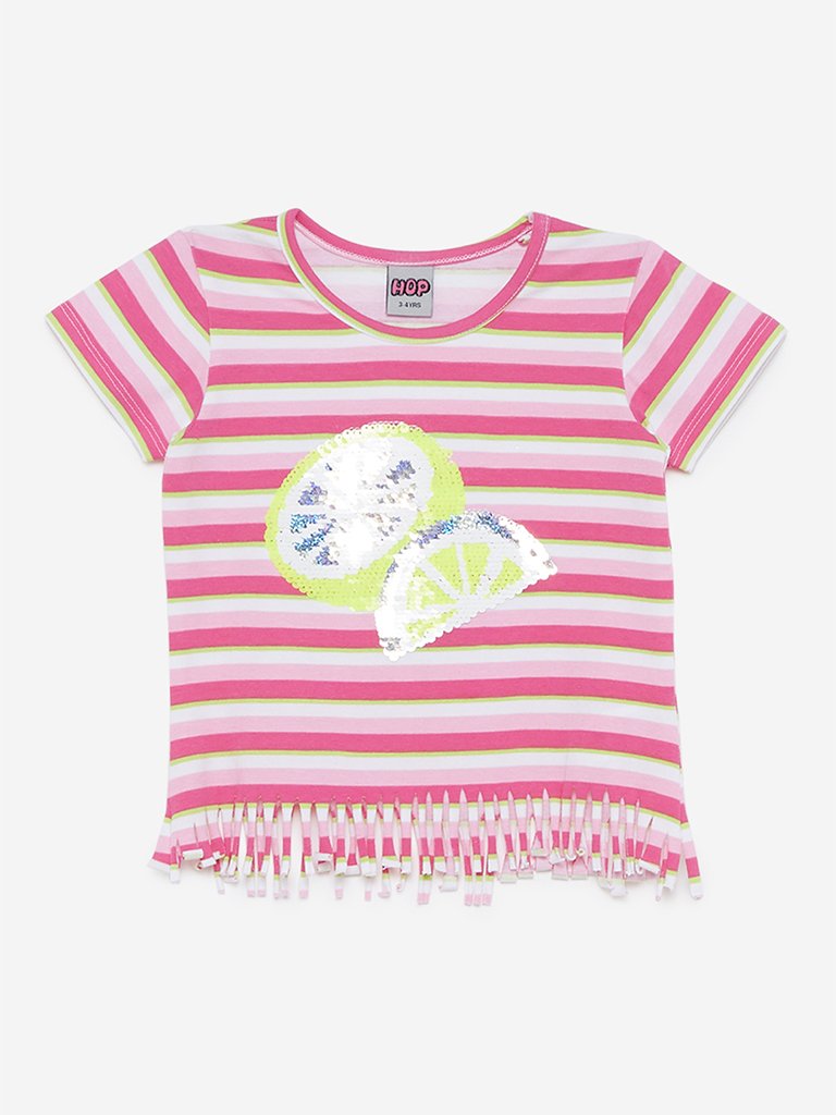 HOP Kids Pink Striped Frida Top