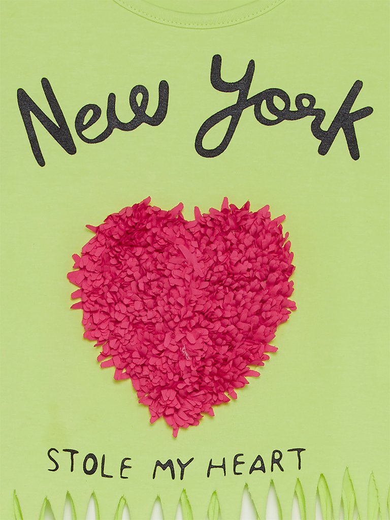 HOP Kids Lime Green Heart Applique T-Shirt