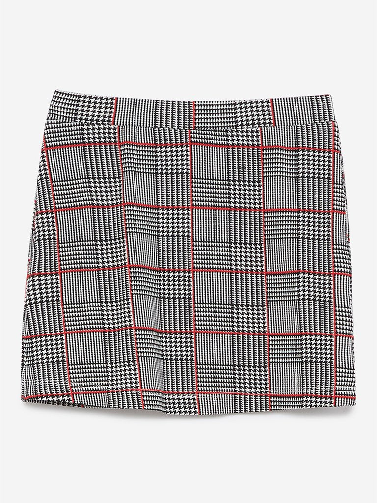 HOP Kids Black And White Houndstooth Print Skirt