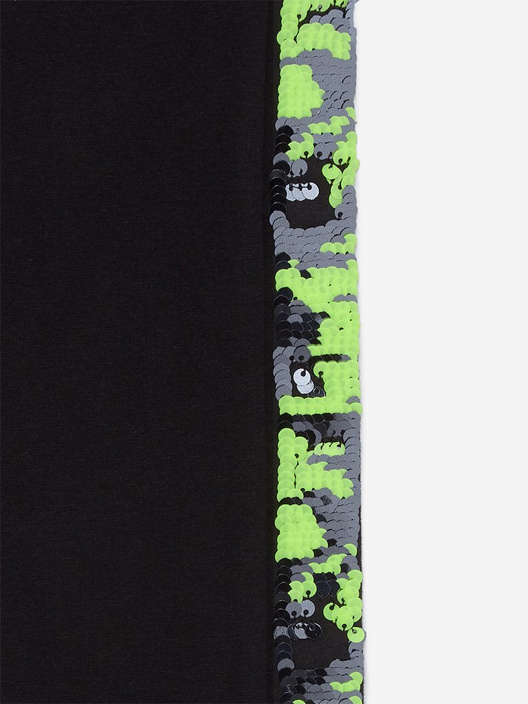 HOP Kids Black Reversible Sequin Leggings