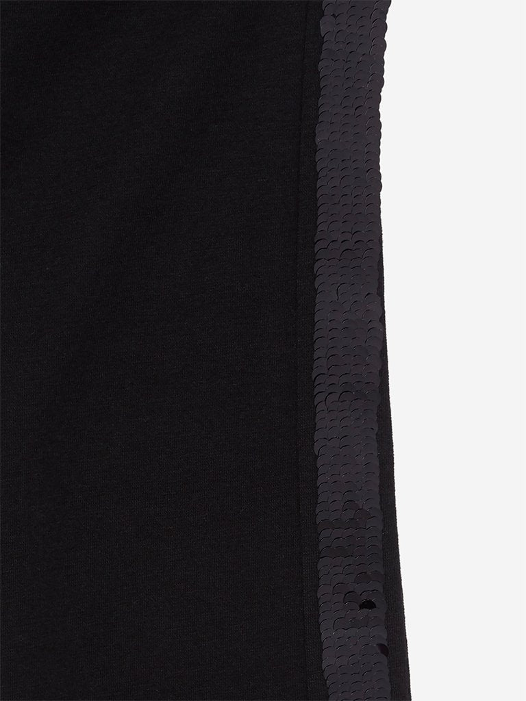 HOP Kids Black Reversible Sequinned Leggings