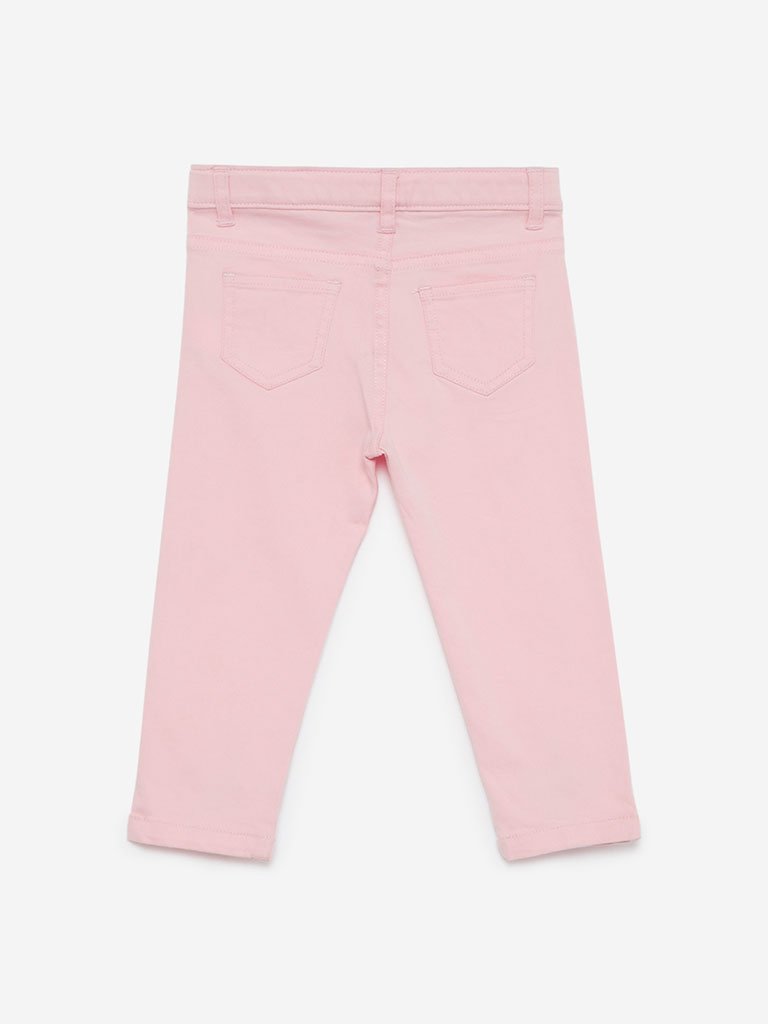 HOP Kids Light Pink Embroidered Jeans