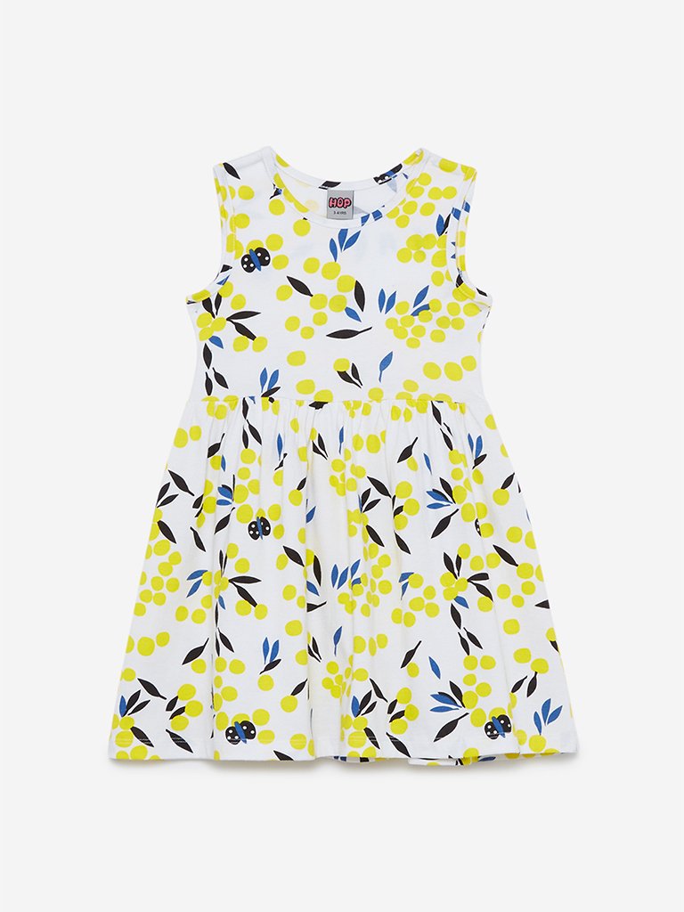 HOP Kids White Circular Print Rhea Dress