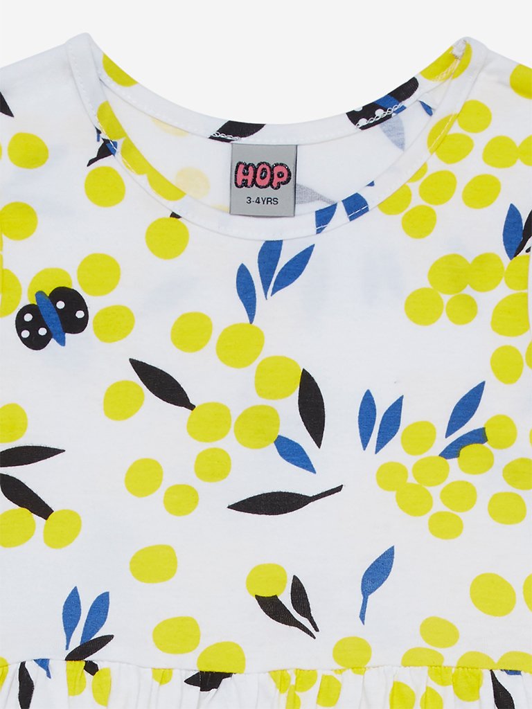 HOP Kids White Circular Print Rhea Dress