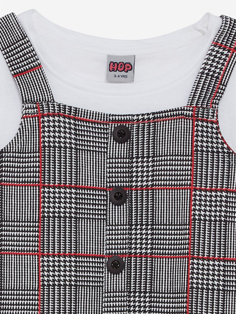 HOP Kids White Pinafore And T-Shirt Set