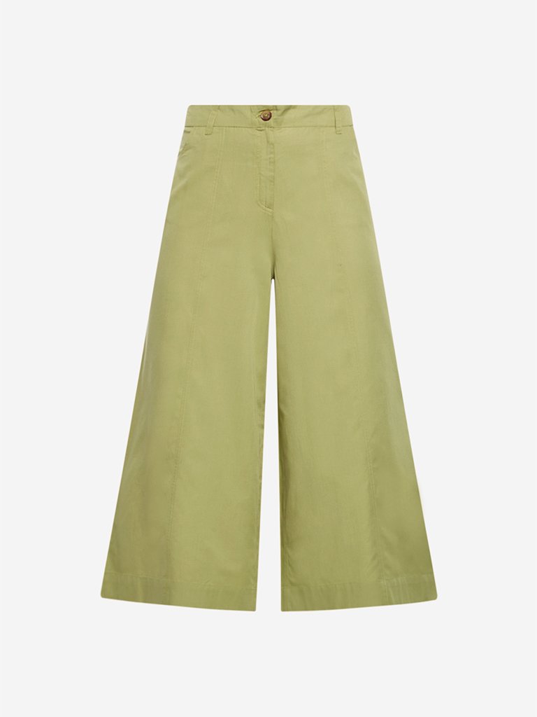 Bombay Paisley Sage Green Cotton Palazzos