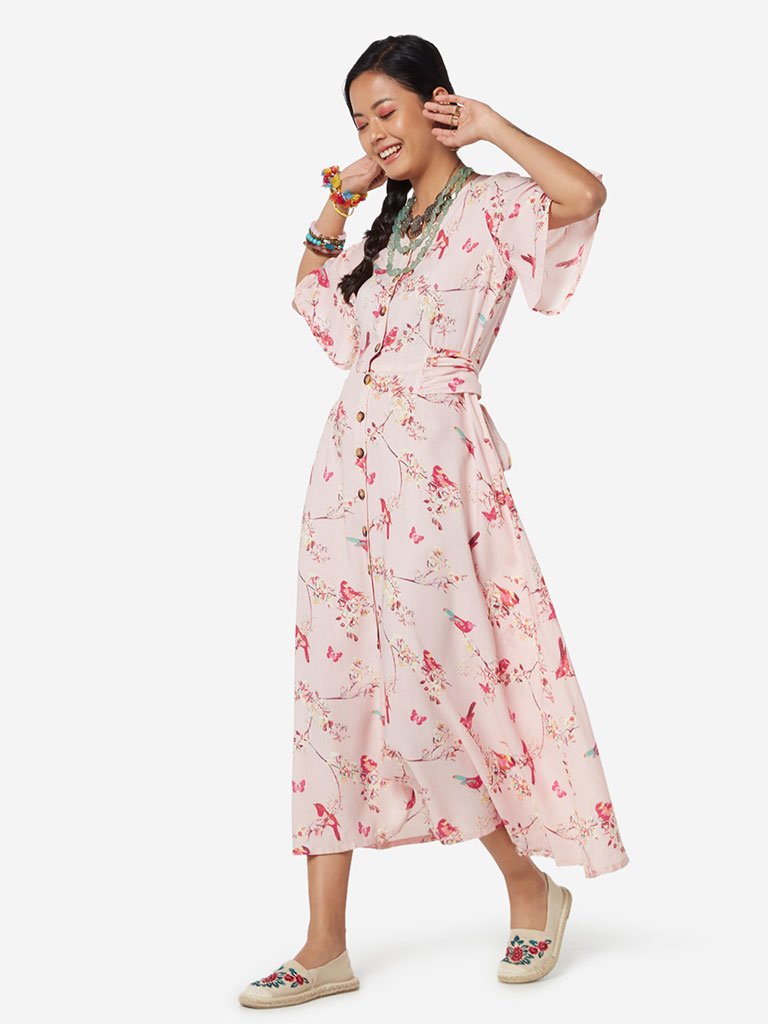 Bombay Paisley Light Pink Fit-And-Flare Dress
