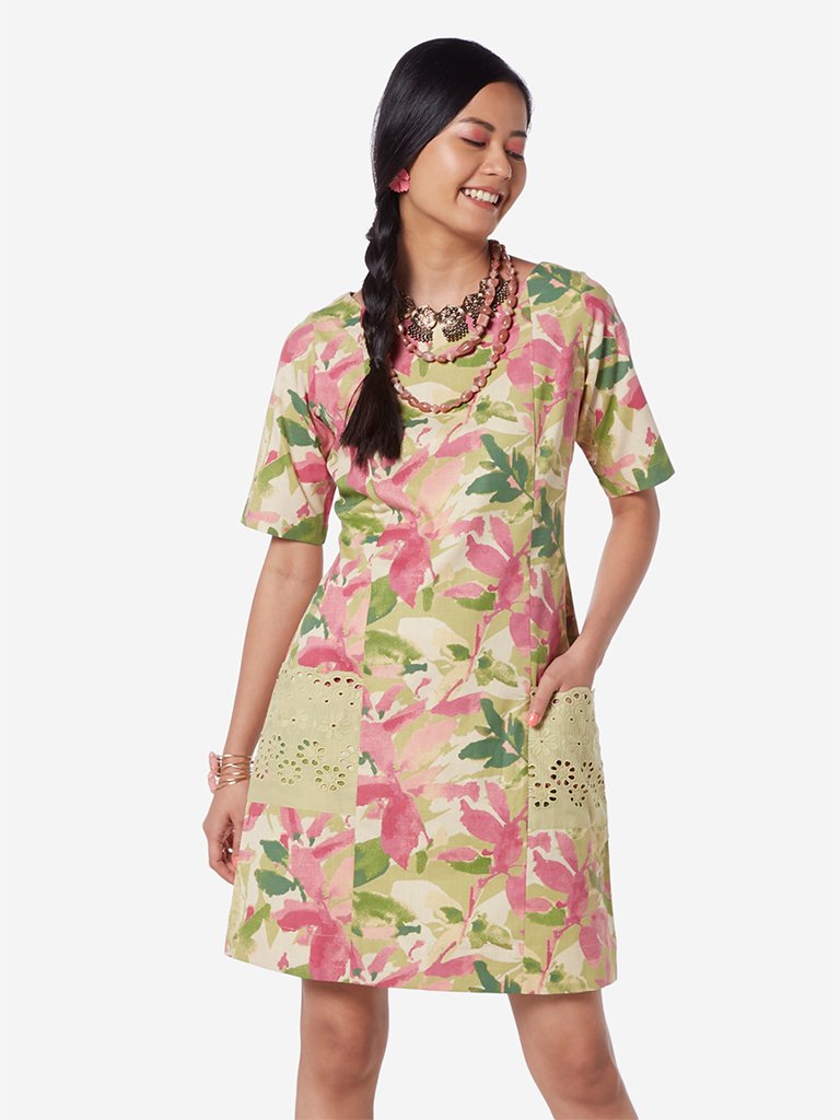 Bombay Paisley Lime Floral Print Shift Dress