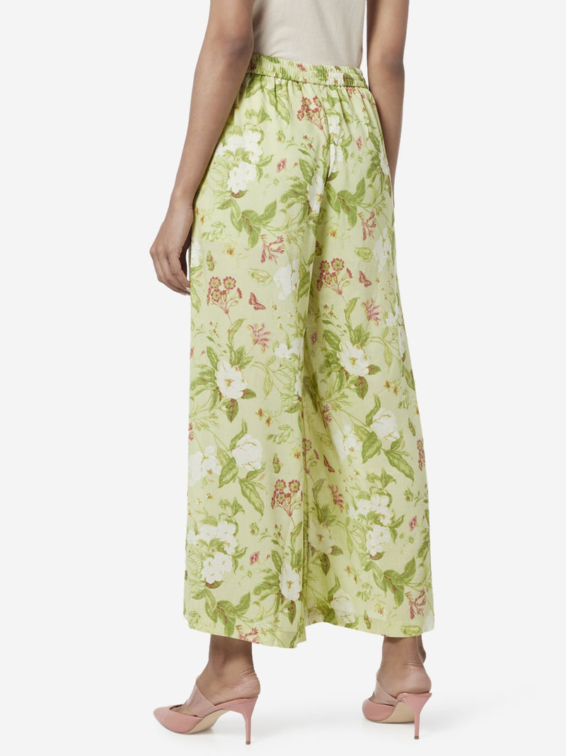 Zuba Lime Flower Patterned Palazzos