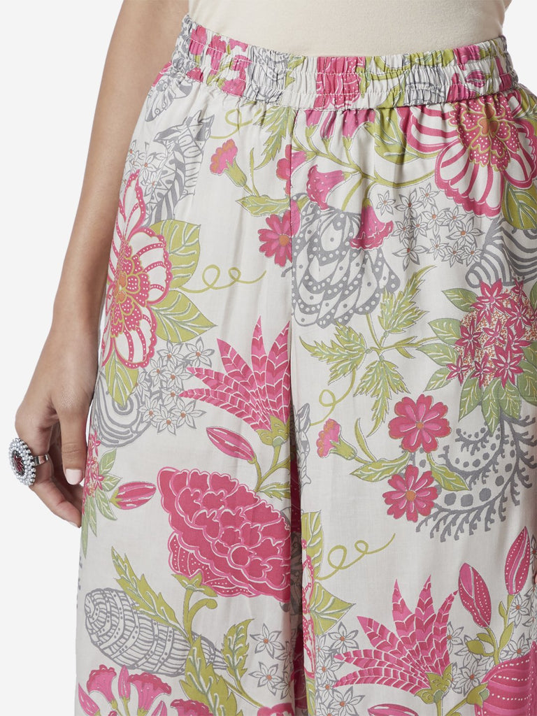 Zuba Multicolour Floral Print Palazzos