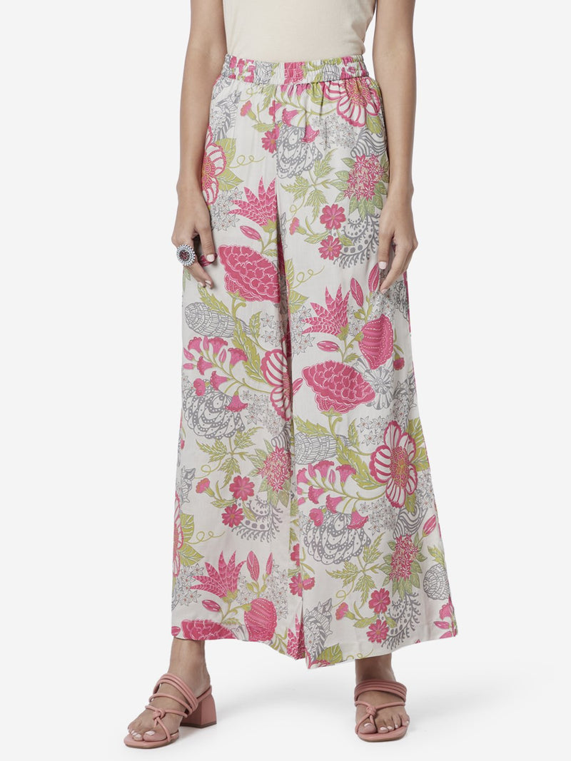 Zuba Multicolour Floral Print Palazzos