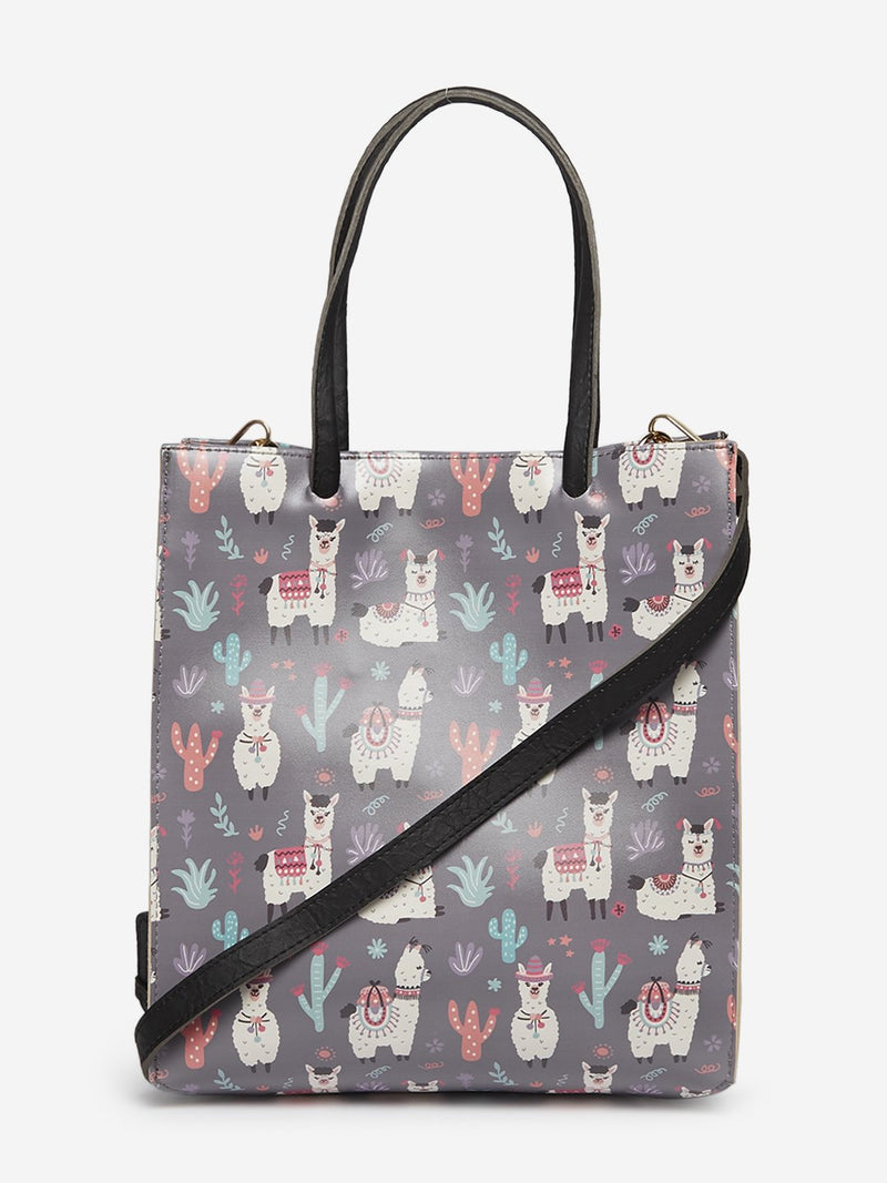 LOV Multicolour Lama Print Tote Bag