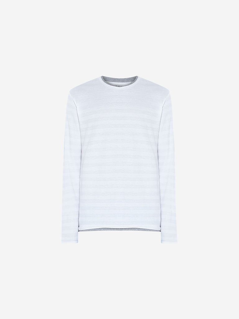 ETA White Self-Patterned Slim Fit T-Shirt