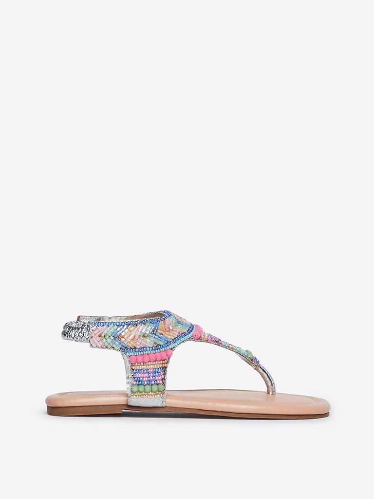 Yellow Kids Multicolour Beaded Sandals