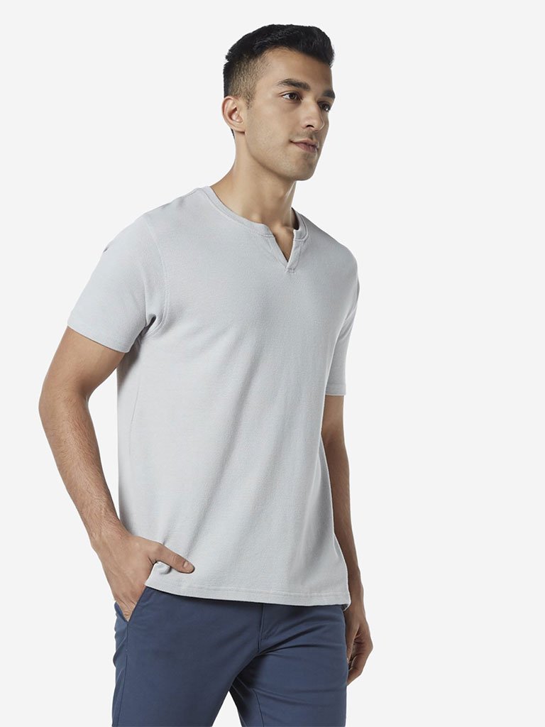 ETA Light Grey Knitted Slim Fit T-Shirt