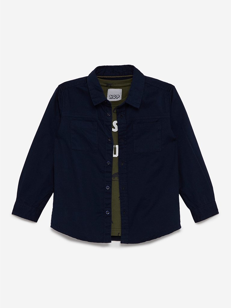 HOP Kids Navy T-Shirt And Shirt Set