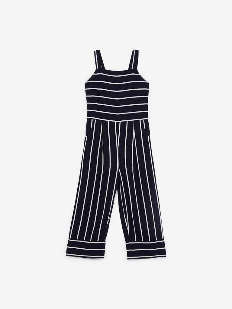 HOP Kids Navy Striped Jumpsuit