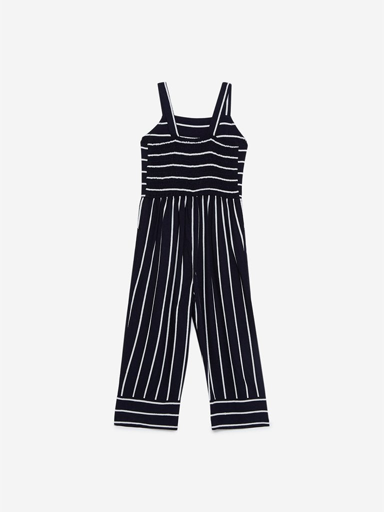 HOP Kids Navy Striped Jumpsuit