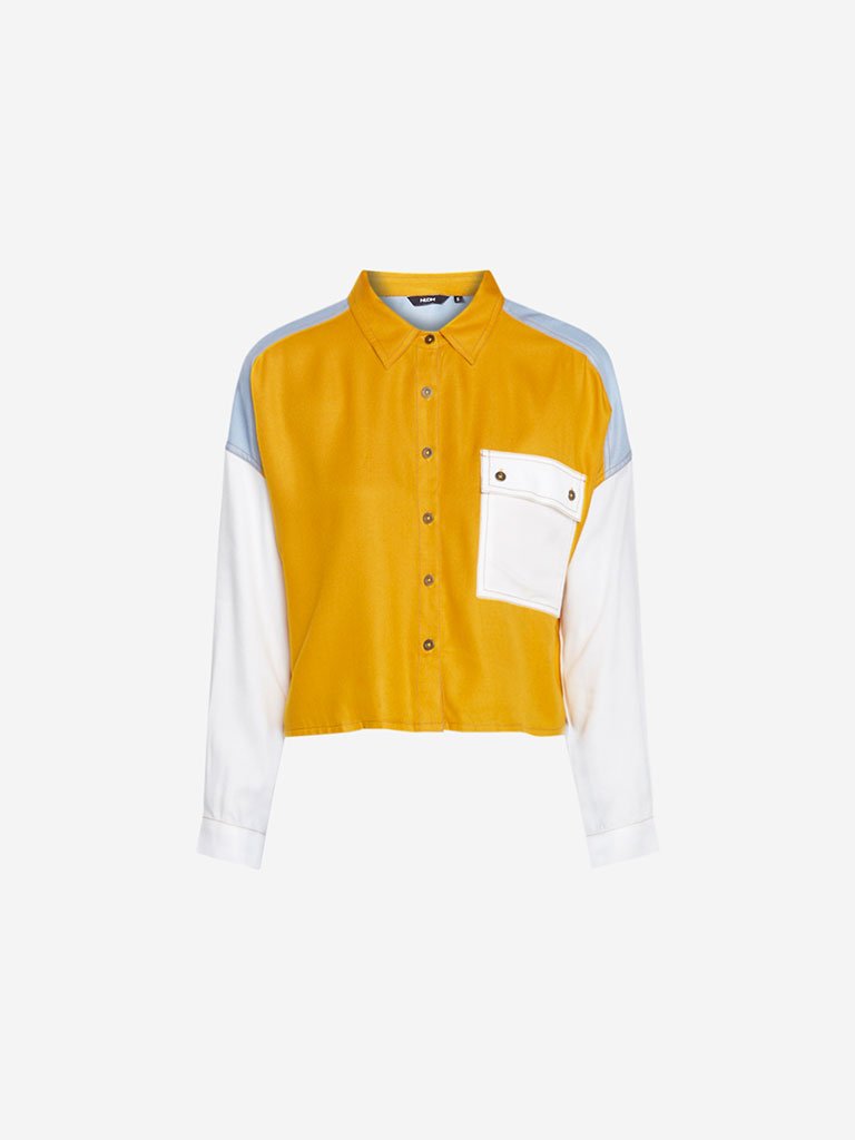 Nuon Mustard Christopher Colour-Block Shirt