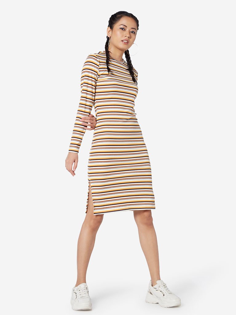 Nuon Mustard Striped Cheerio Dress