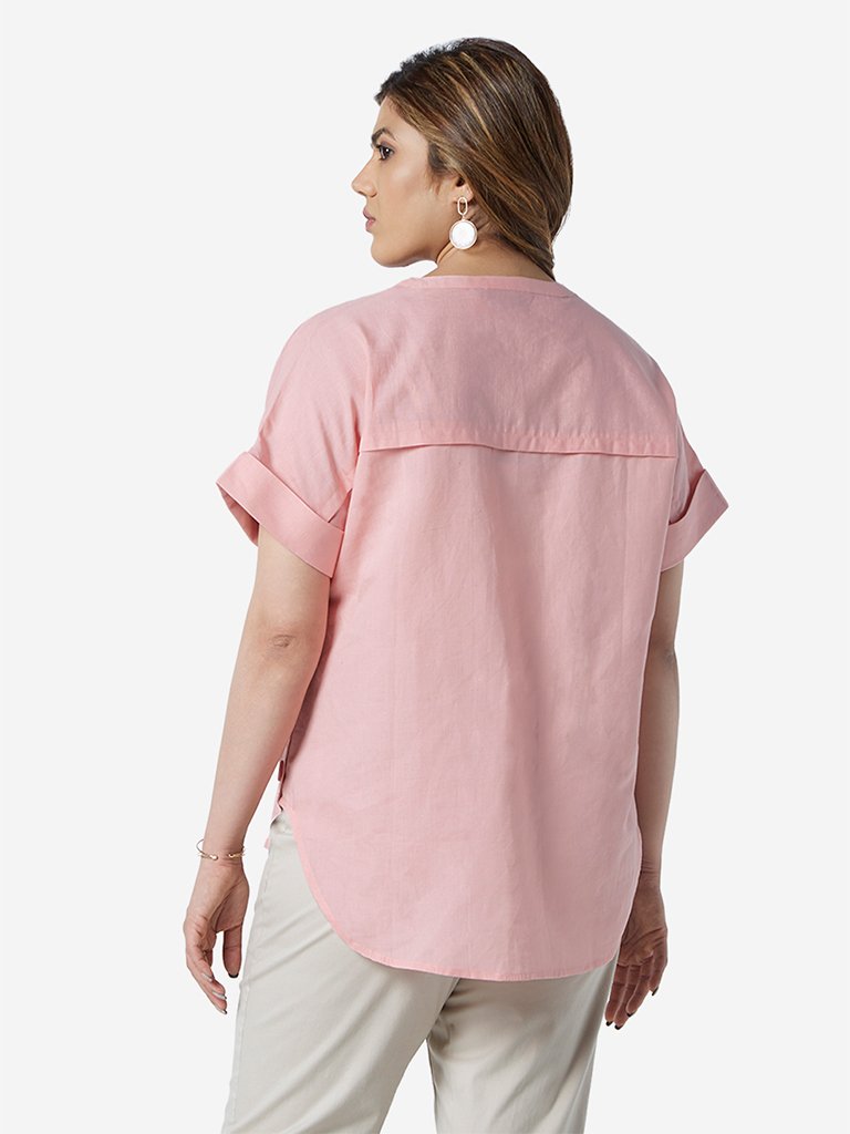 Gia Curve Pink Notched-Neck Top