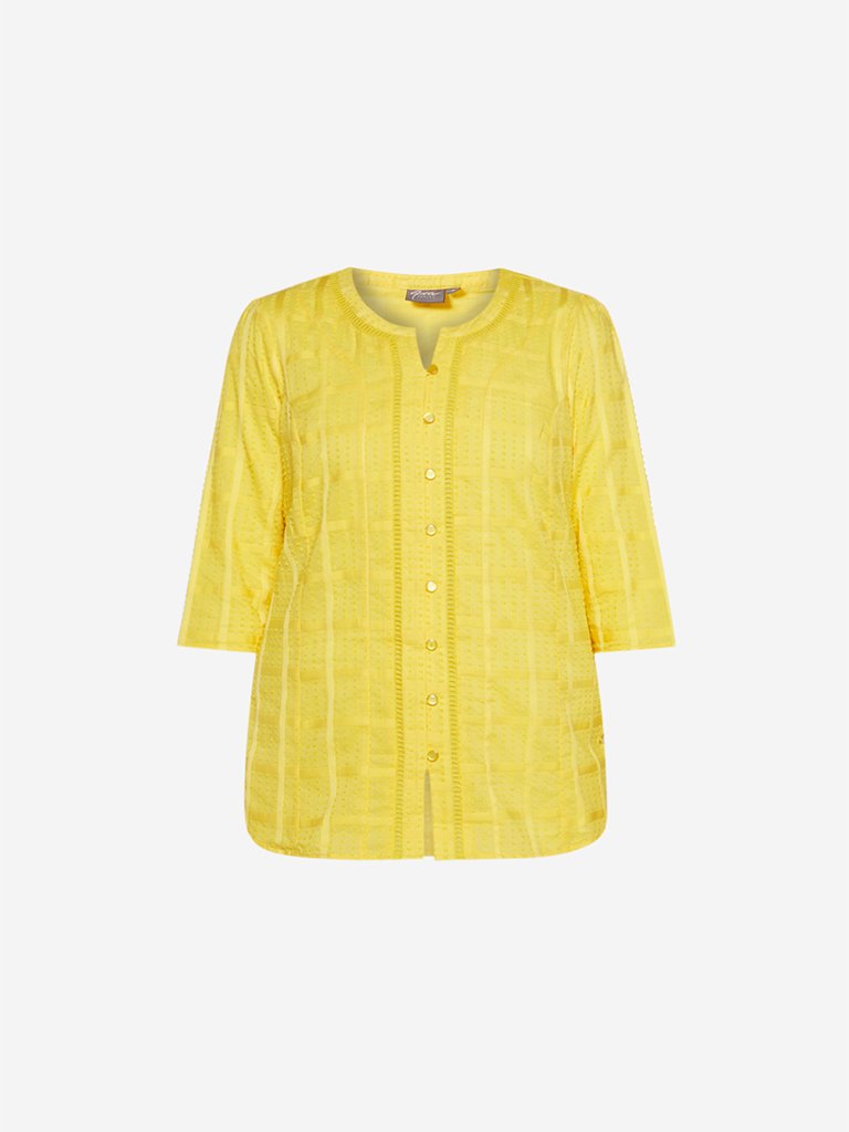 Gia Curve Yellow Self-Patterned Zennie Top