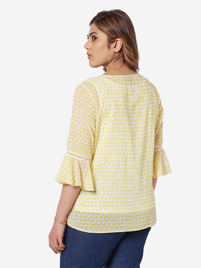 Gia Curve Yellow Printed Top With Camisole